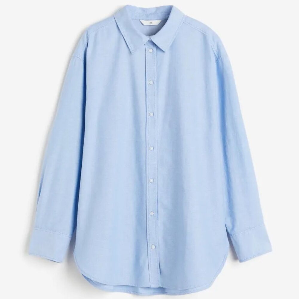 H&M 100% Cotton Classic Button-Down Shirt - Blue, XL